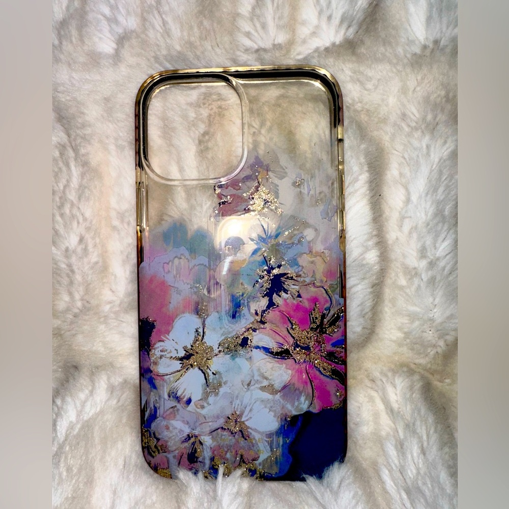 Floral iPhone 12 Pro Max Case with Gold Accents